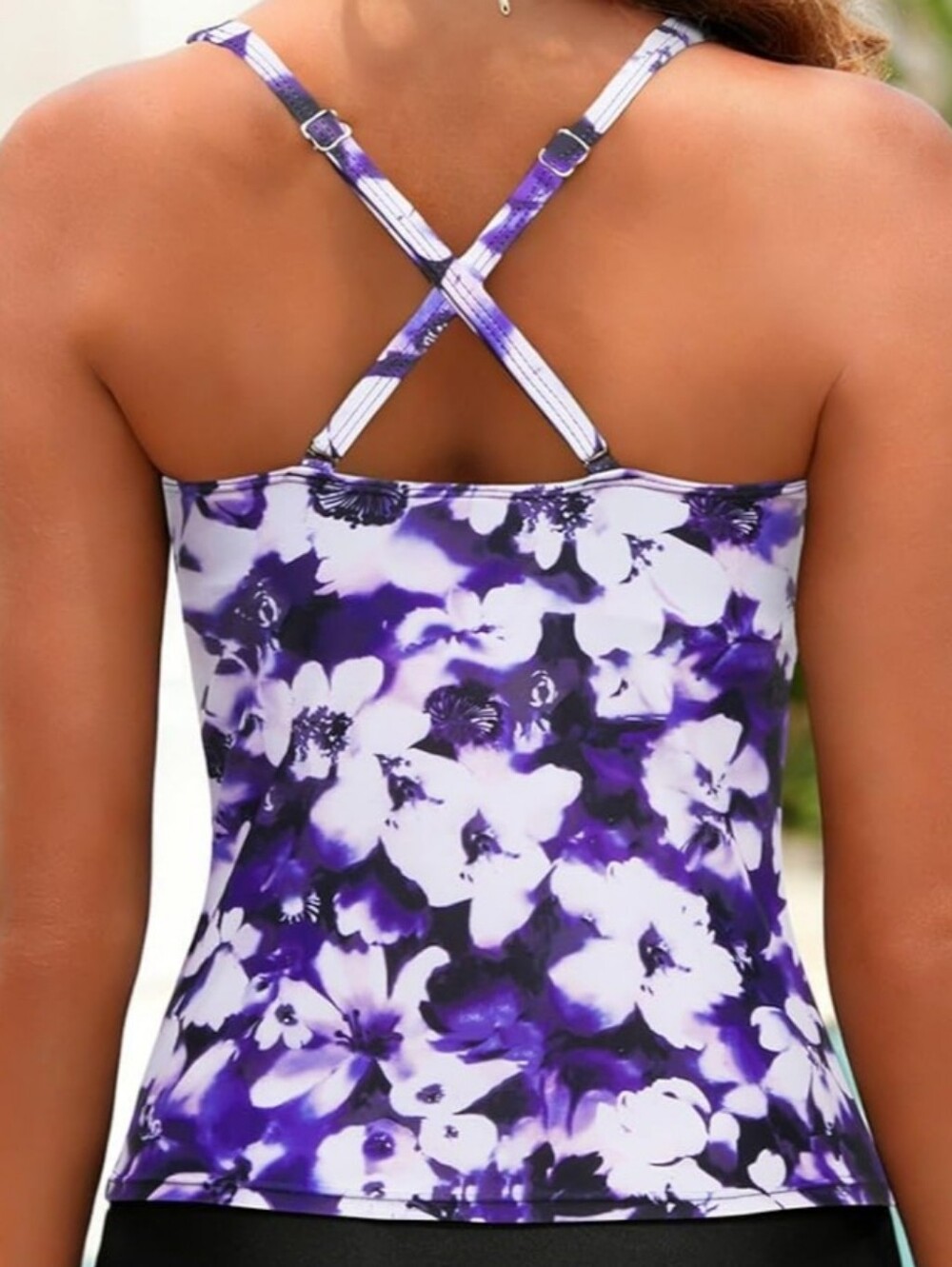 Younique Purple Floral Tankini Top Size 18/16w - Picture 2 of 5